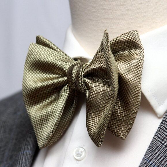 Men's Self-tied Bow Tie Dusty Gold Silk Big Butterfly S428 - Picture 5 of 16